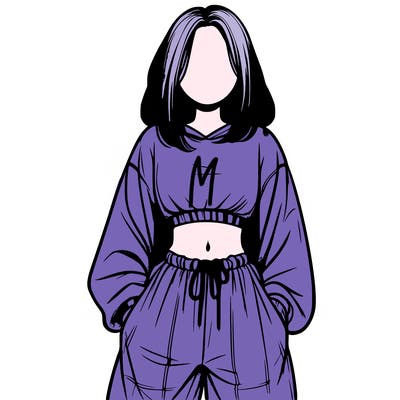 realistic girl faceless with baggy pants and a crop top