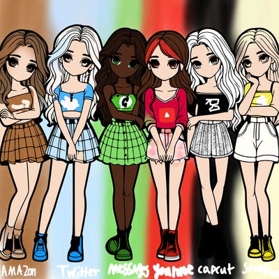 a group of girls realistic