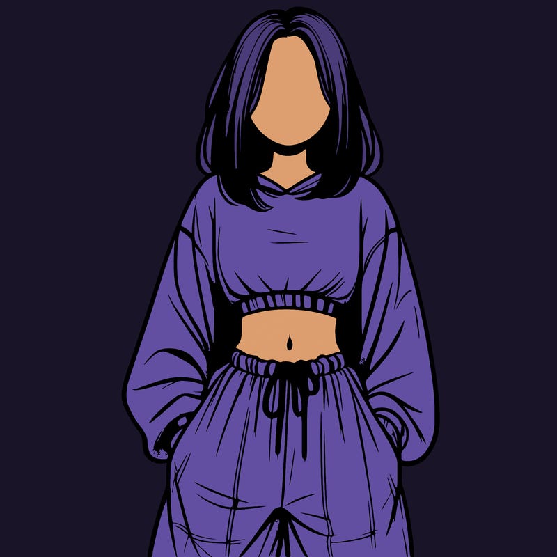 realistic girl faceless with baggy pants and a crop top