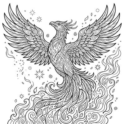 Dive into the mythical world with this stunning phoenix coloring page, perfect for teens who love intricate designs and fantasy art. Experience the power of rebirth as you bring this majestic bird to life with your unique colors.