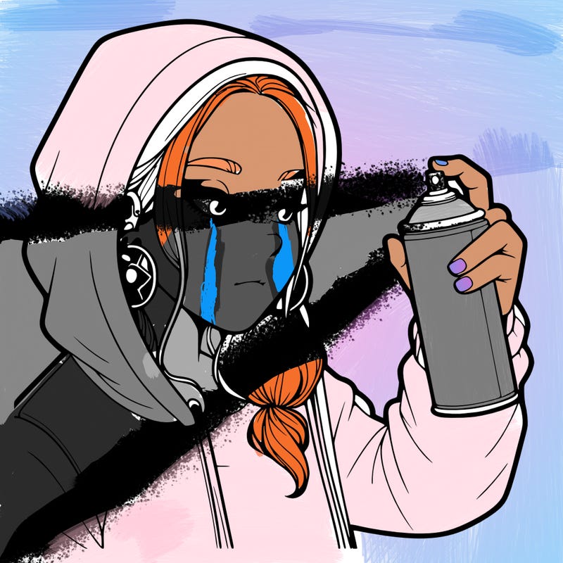 a realistic girl, spray painting