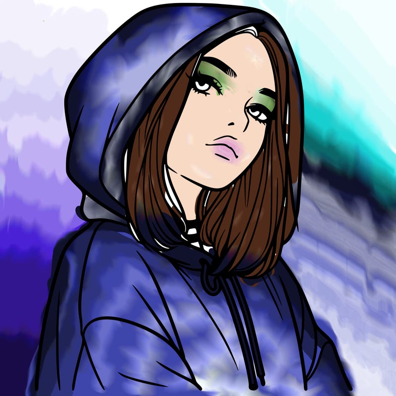 a realistic girl in a hoodie