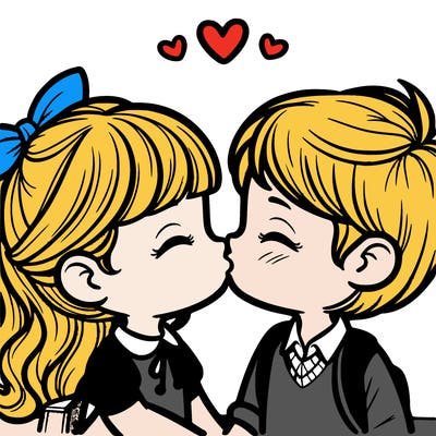 boy and girl kissing