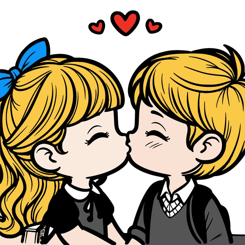 boy and girl kissing