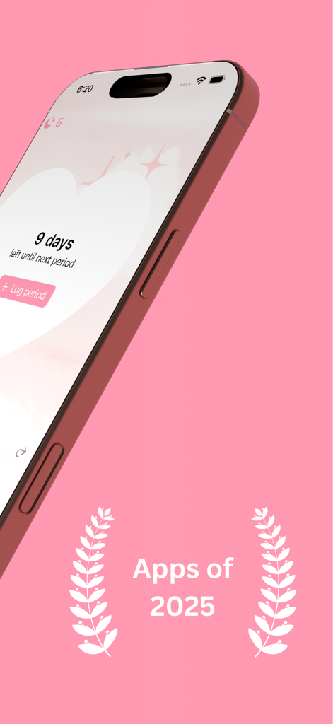 Period tracker - roony - Aplicación de rastreo de período Roony en la pantalla de un iPhone que muestra la cuenta regresiva del ciclo sobre un fondo rosa.