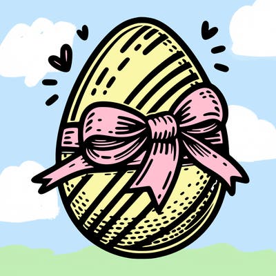 large chocolate egg with ribbon