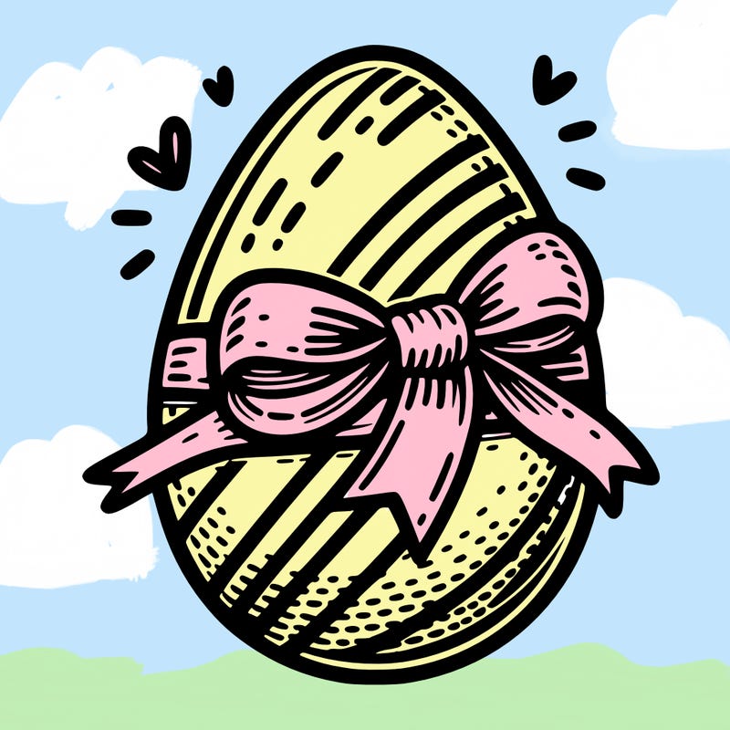 large chocolate egg with ribbon