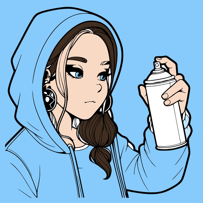 a realistic girl, spray painting