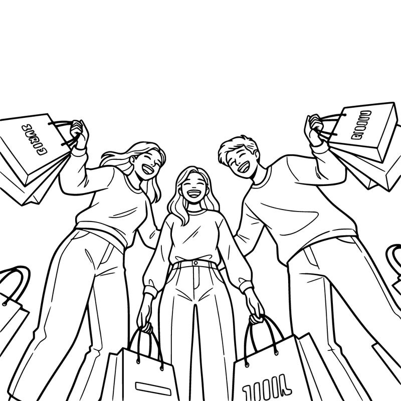 friends shopping. shopping bags. laughing