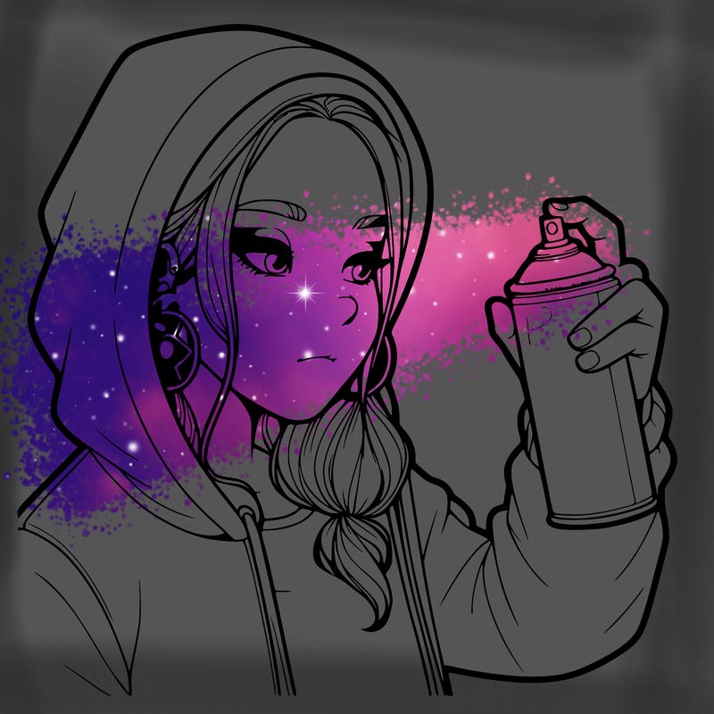 a realistic girl, spray painting