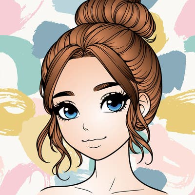 realistic pretty girl with hair in bun