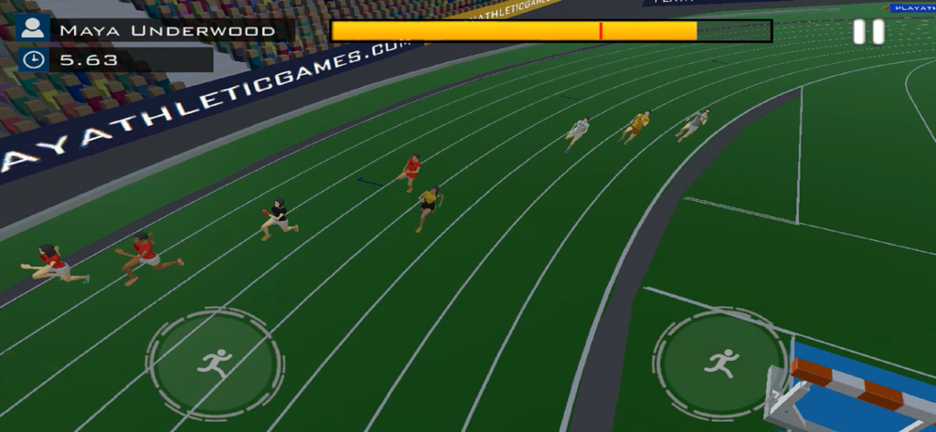 Athletic Games - Athletes competing in a track sprint race within the Athletic Games mobile app