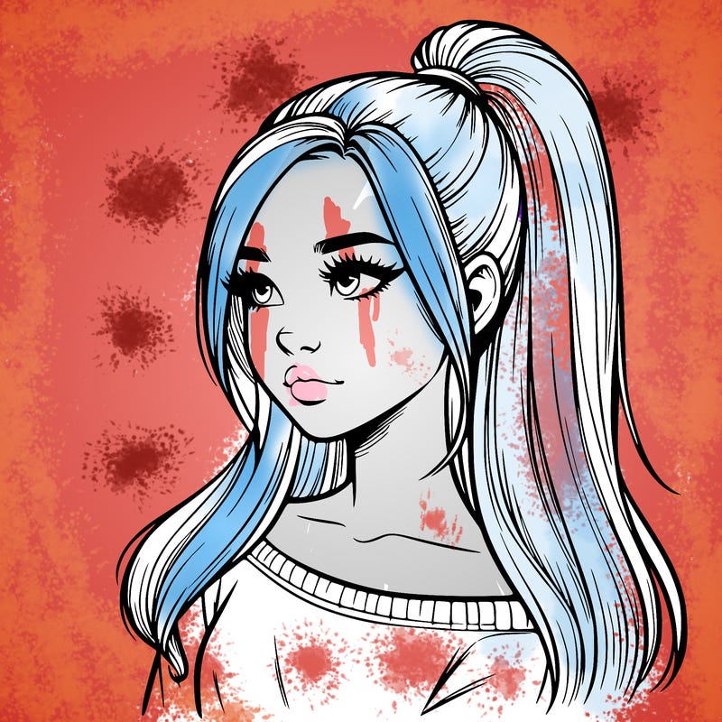 realistic girl with a high ponytail