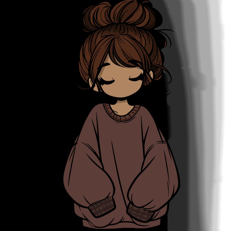 girl with baggy sweatshirt and messy bun