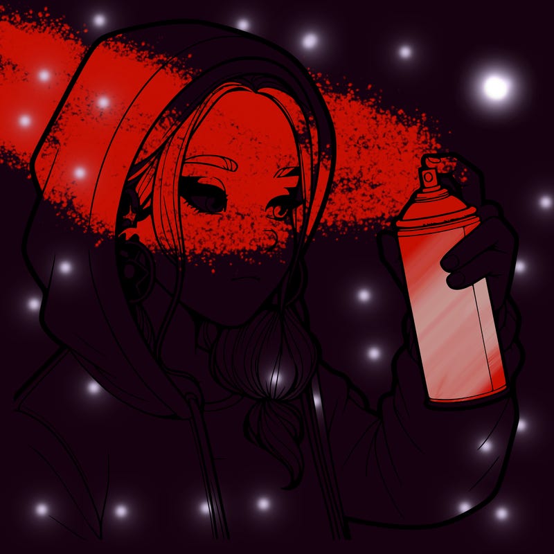 a realistic girl, spray painting