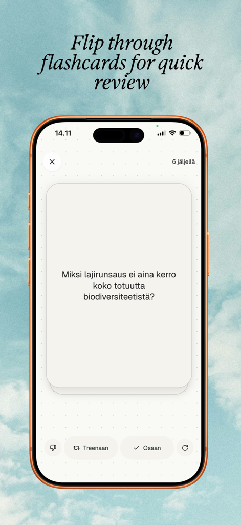LexieLearn - LexieLearn app interface displaying a digital flashcard with study progress buttons on a smartphone