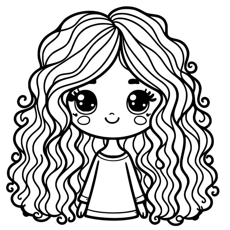 girl with long curly hair