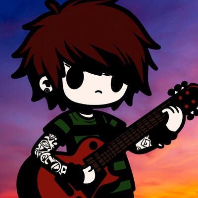 emo boy with guitar