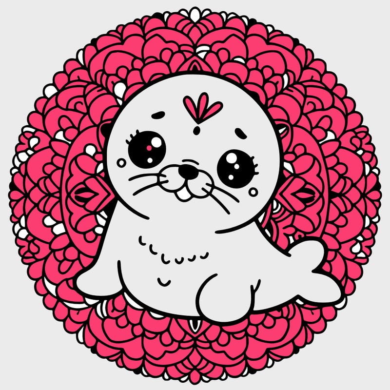 a cute baby seal mandala