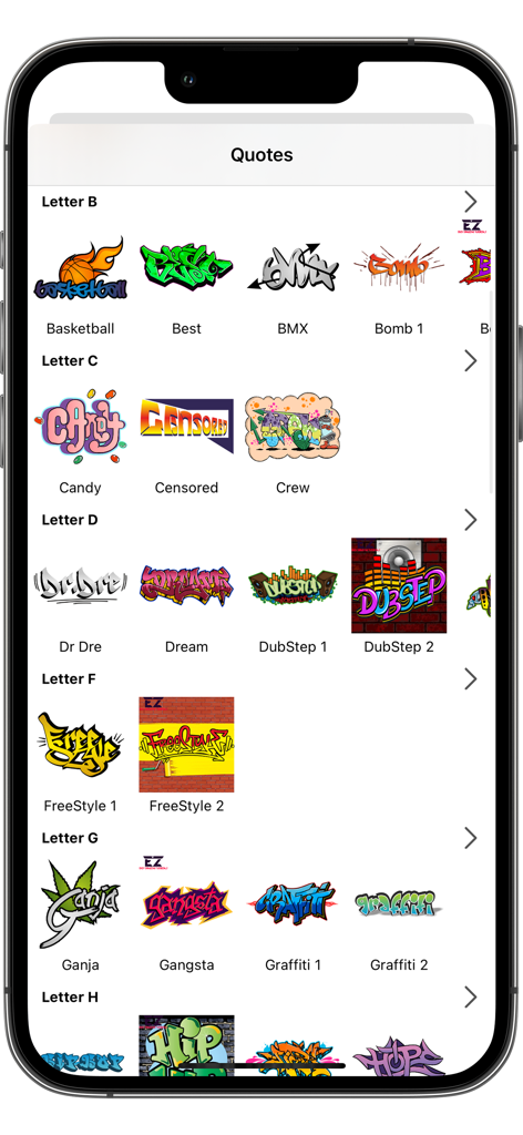 Gallery of various urban graffiti logo templates and stickers organized by category