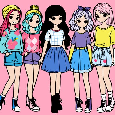 a group of five girls