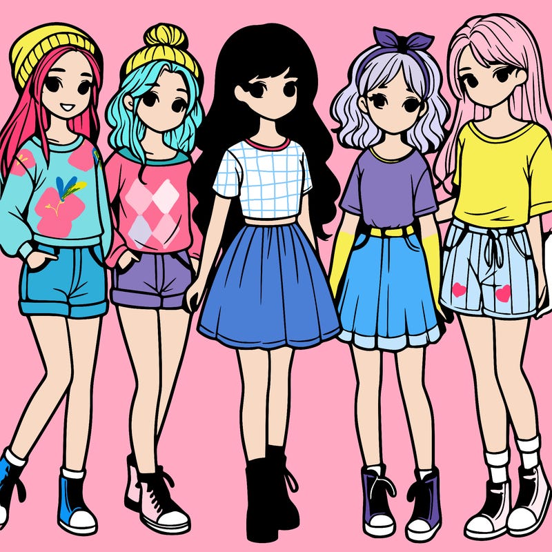 a group of five girls