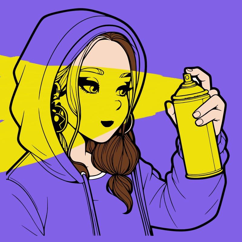 a realistic girl, spray painting