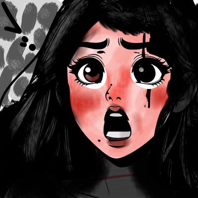 a shocked realistic girl