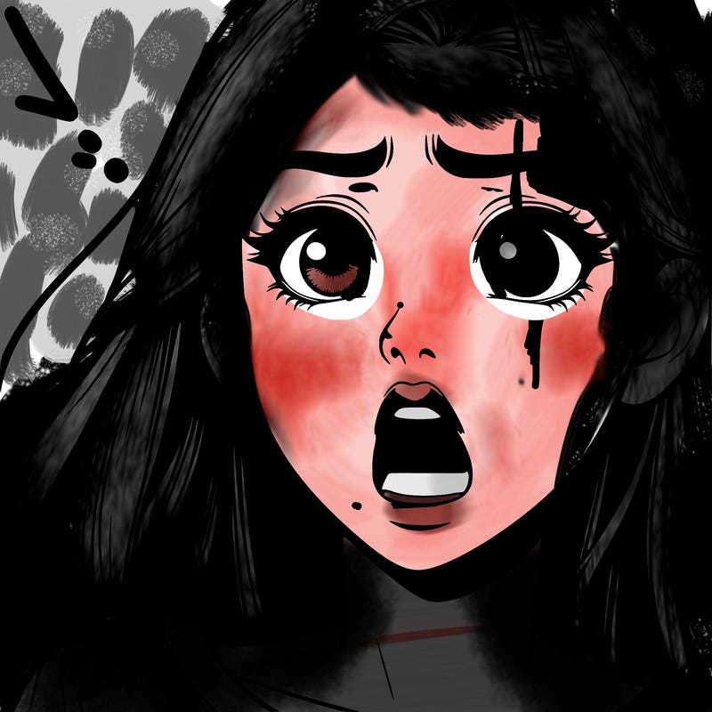 a shocked realistic girl