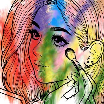 a realistic girl doing her makeup