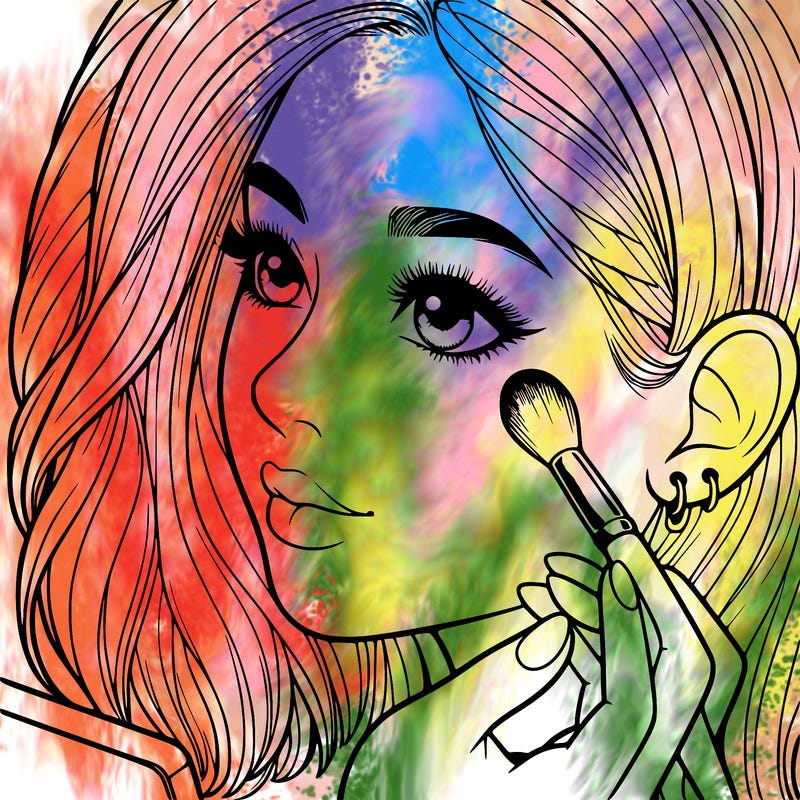 a realistic girl doing her makeup