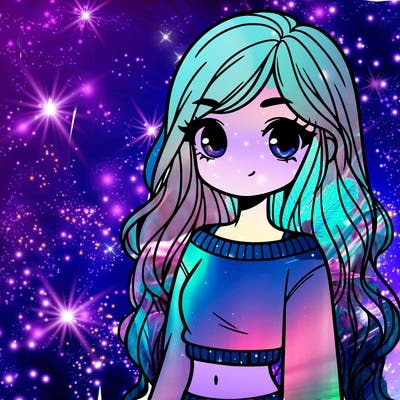 girl with long hair and a crop top with a sweater