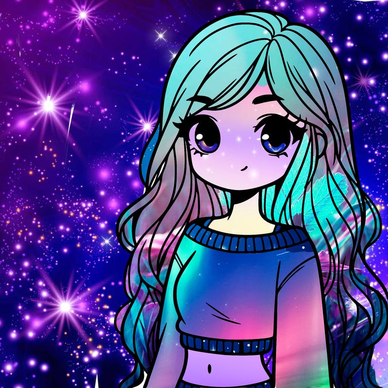 girl with long hair and a crop top with a sweater