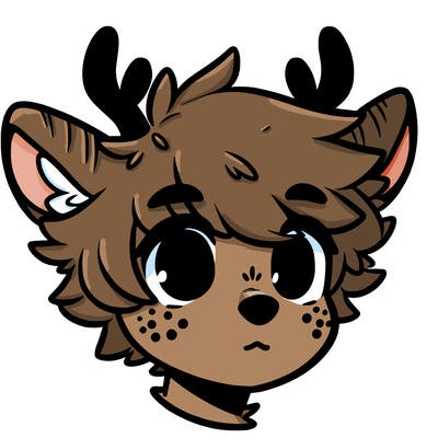 a humanoid deer with soft fluffy ears
