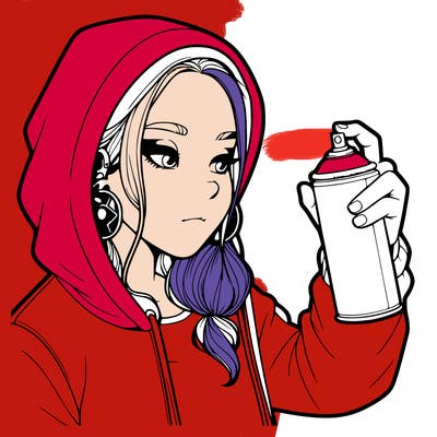 a realistic girl, spray painting