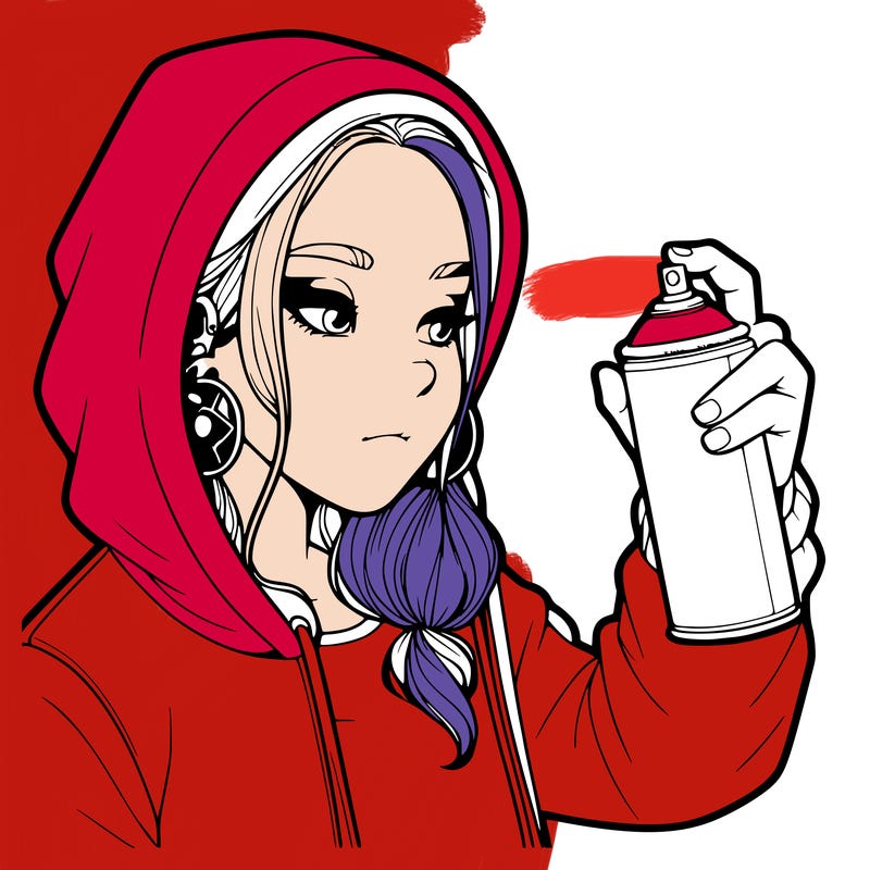 a realistic girl, spray painting