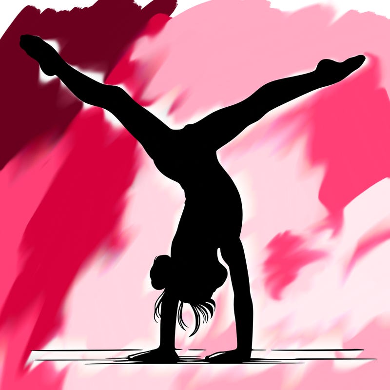 realistic gymnastic hand stand girl in four splits