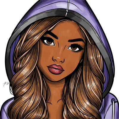 realistic beautiful girl with a hood on