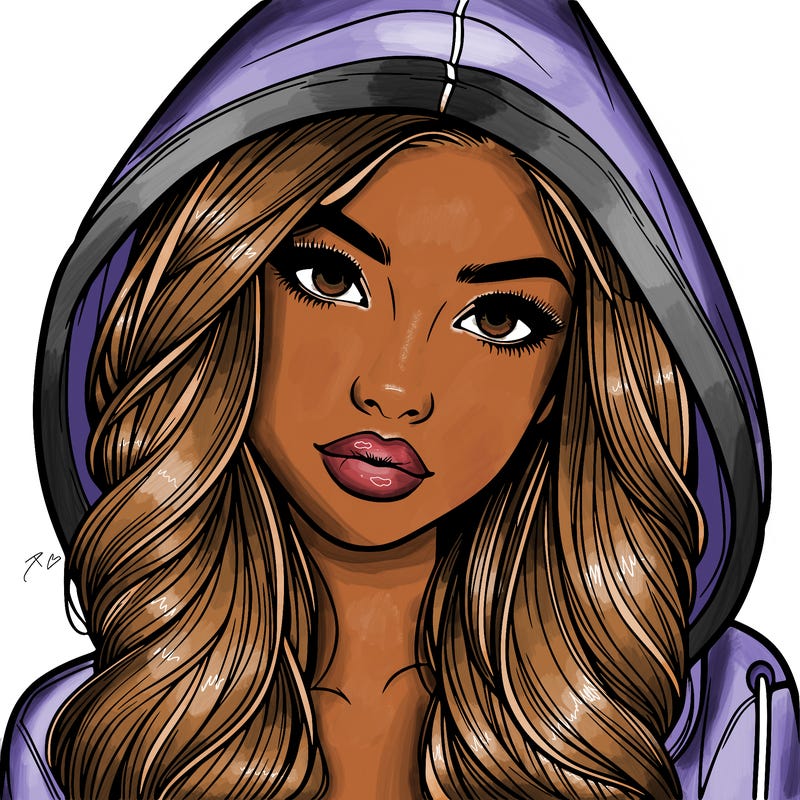 realistic beautiful girl with a hood on