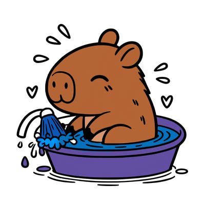 capybara taking a bath