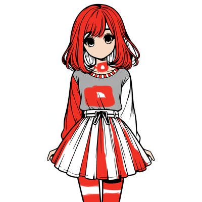 realistic girl with a skirt on