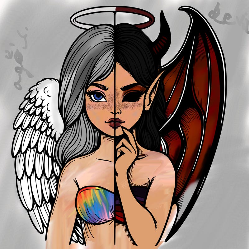 realistic angel half demon