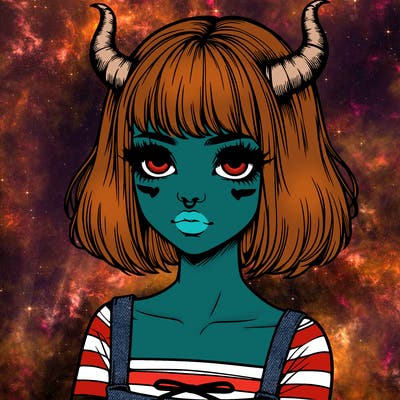 realistic girl with horns