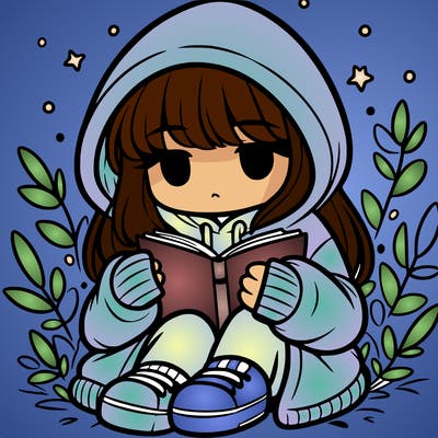 girl in oversized hoodie reading a book