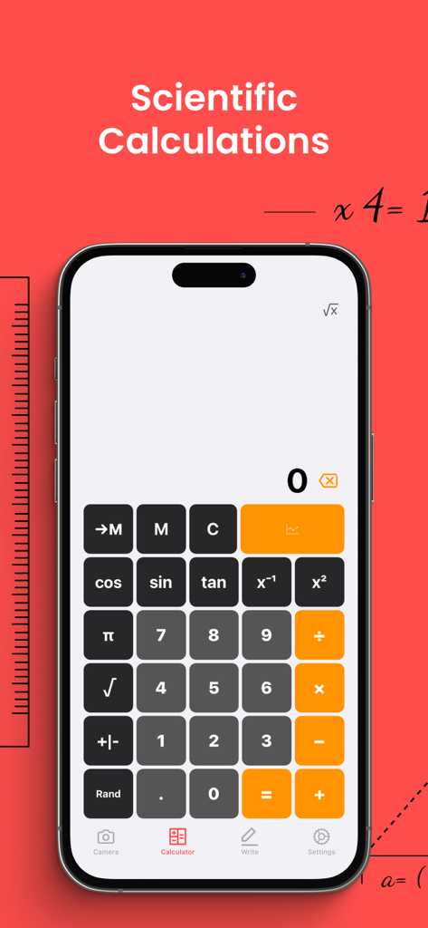 Photo Math Solver - Advanced scientific calculator interface in the Photo Math Solver app showing trigonometric and algebraic functions.