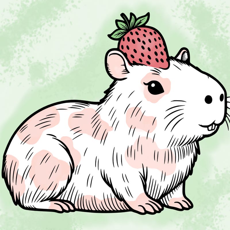 capybara with strawberry on the head