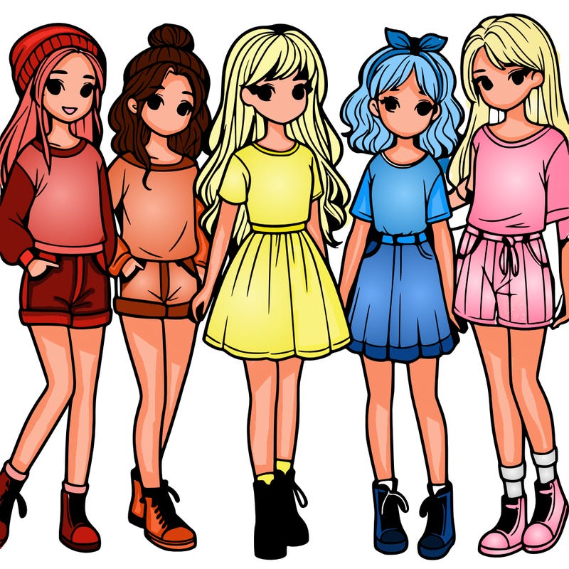 a group of five girls