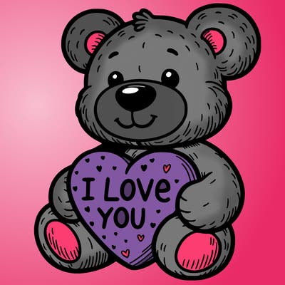 teddy bear holding an i love you heart