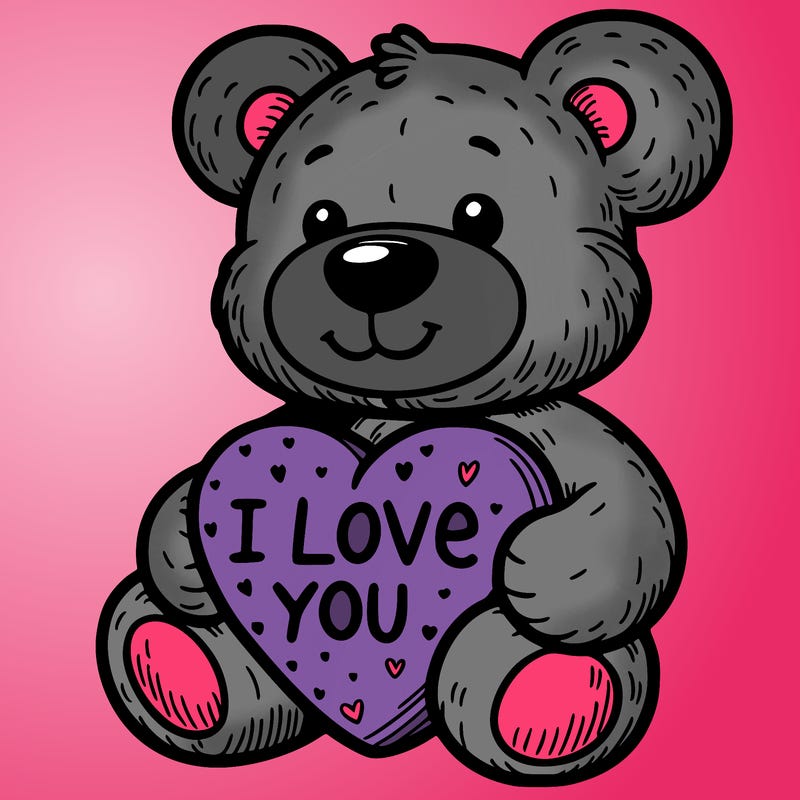 teddy bear holding an i love you heart
