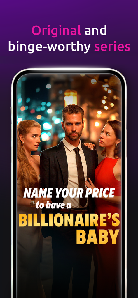 A billionaire romance drama series titled Billionaires Baby on the SHRT mobile app.